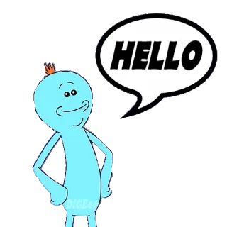 👋 Mr. Meeseeks Rick and Morty HELLO dibujos animados, animado, saludo, Rick y Morty, Mr. Meeseeks telegram sticker