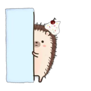 👁 erizo, animal, lindo, dibujo animado, postre, dulce whatsapp sticker