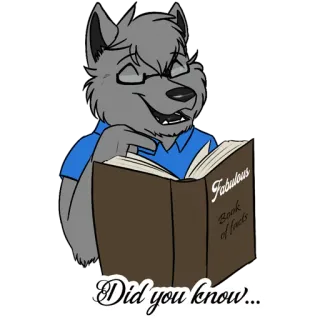 📔 Fabulous Book of Facts, Did you know... Furry, Animal, Libro, Lectura, Datos, Conocimiento, Antropomórfico, Dibujos animados telegram sticker