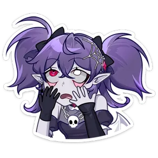 ⭐ 애니메이션 소녀, 스티커, 보라색 머리, 창백한, 뱀파이어, 고스, 만화 telegram sticker
