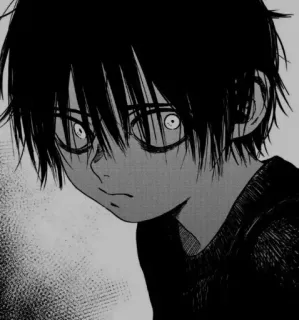 🖤 anime, manga, boy, dark, eyes, monochrome whatsapp sticker