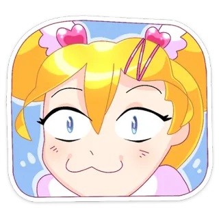 ☺️ sticker, cartone animato, anime, capelli biondi, rosa, carino, faccia buffa, ragazza telegram sticker