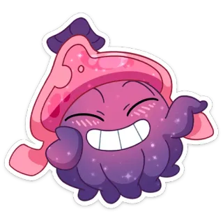 🤷‍♀️ adesivo, cartone animato, carino, fantasy, fungo, viola, illustrazione whatsapp sticker