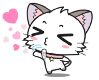 😘 gato, animal, corações, fofo, beijo whatsapp sticker