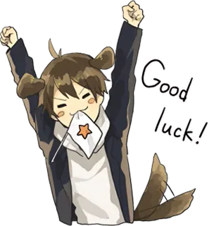 ✊ Good luck! semoga berhasil, anime, kartun, bintang, anjing telegram sticker