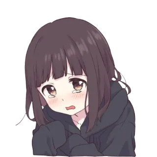 😳 Anime Mädchen, weinend, traurig, Cartoon, Sticker whatsapp sticker