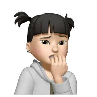 🥶 Memoji, Мультфильм, Задумчивый, Обеспокоенный, 3D, Стикер telegram sticker