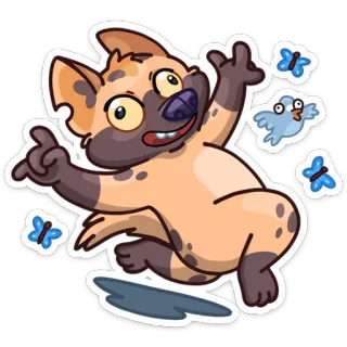 🤪 hyena, cartoon, animal, funny, cute, sticker whatsapp sticker