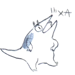 😝 XXXX! kreskówka, zwierzę, stworzenie, potwór, szkic, wykrzyknik telegram sticker