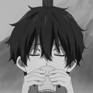 🕸 Anime, Bebendo, Preto e branco, Desenho animado, Pessoa, Xícara telegram sticker