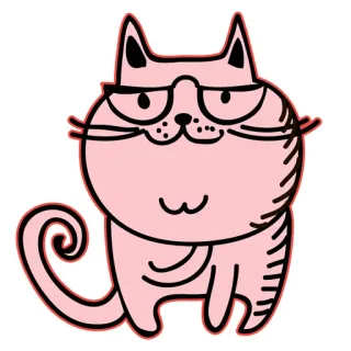 🤪 кот, розовый, очки, животное, мультфильм, милый, каваи telegram sticker
