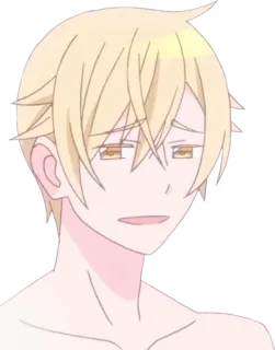 😏 Anime, Manga, Kreskówka, Portret, Blond włosy, Mężczyzna, Słodki telegram sticker