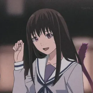 💈 chica anime, uniforme escolar, pelo largo, sonrisa, anime telegram sticker