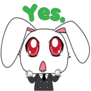 👍 yes. 兔子, 是的, 可爱, 兔子, 贴纸, 反应, 卡通 whatsapp sticker