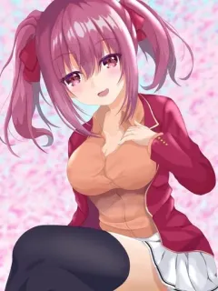 💕 anime, gadis, rambut merah muda, ilustrasi, kartun telegram sticker