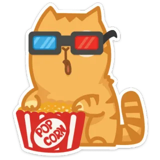 🍿 Pop Corn chat, popcorn, film, 3D, lunettes telegram sticker