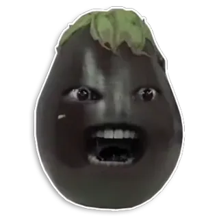 😮 Melanzana, Vegetale, Cartone animato, Divertente, Faccia telegram sticker