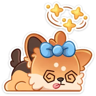 ⚰ chien, dessin animé, autocollant, malade, étourdi, étoiles telegram sticker