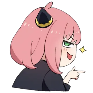 😈 Anya Forger Spy x Family Anime, Cartoon, Zeigen, Mädchen, Anya, Spy x Family, Niedlich telegram sticker