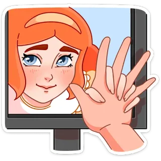 🤝 만화, 여자, 손, 인사, TV, 모니터 telegram sticker