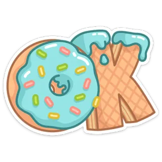 🍩 OK donut, ice cream, OK, food, dessert, sweet telegram sticker