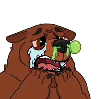 😭 การ์ตูน, หมี, ร้องไห้, ป่วย, เศร้า, ภาพประกอบ telegram sticker