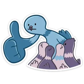 👍 นกพิราบ, นก, ยกนิ้ว, น่ารัก, การ์ตูน, สติกเกอร์ telegram sticker