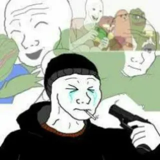 😭 Wojak, 총, 우울증, 밈, 울음 telegram sticker