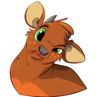🤔 Veado, Animal, Desenho animado, Peludo, Fofo, Bravo, Expressão, Retrato whatsapp sticker