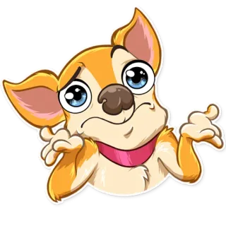 🤷‍♀️ chien, dessin animé, animal, mignon, chihuahua, autocollant whatsapp sticker