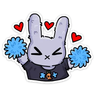 🥰 兔子, 啦啦队, 可爱, 卡通, 绒球, 爱心 telegram sticker