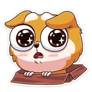 👀 cane, cucciolo, animale, carino, cartone animato, scatola, animale domestico whatsapp sticker