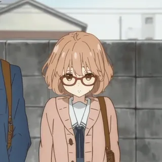 🍧 Mirai Kuriyama Beyond the Boundary anime, cute, kawaii, school uniform, glasses whatsapp sticker