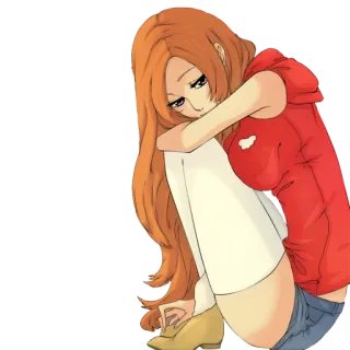 😞 Orihime Inoue Bleach anime, girl, sad, orange hair, manga telegram sticker
