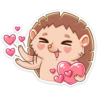 ❤️ hedgehog, hearts, love, cute, animal whatsapp sticker