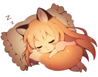 😪 动漫, 卡通, 睡觉, 狐狸, 可爱, 卡哇伊 telegram sticker