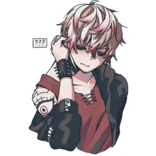 😑 ??? 애니메이션, 만화, Emo, 캐릭터, 물음표 whatsapp sticker