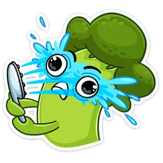 🚿 브로콜리, 채소, 울음, 만화, 음식, 스티커 telegram sticker