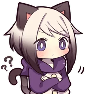 ❓ chat, animé, question, mignon, sticker, manga whatsapp sticker