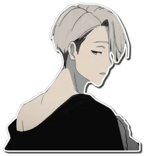 😪 Anime, Dibujos animados, Pegatina, Pelo gris, Expresión neutra telegram sticker
