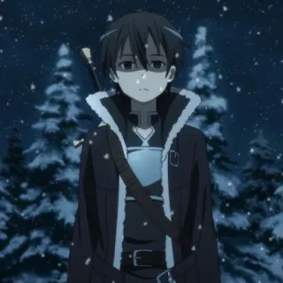 😑 Kirito Sword Art Online Anime, Spada, Inverno, Personaggio, Kirito, Sword Art Online, Neve telegram sticker