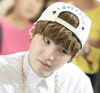 😒 LOVELESS K-Pop, Min Yoongi, BTS, idol, Korean, hat telegram sticker