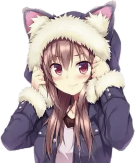 😸 อนิเมะ, ผู้หญิง, หูแมว, คาวาอิ, การ์ตูน, สติกเกอร์ telegram sticker