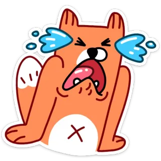 😭 crying, upset, sad, fox, cartoon, animal telegram sticker