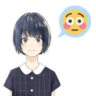 ☺️ Anime, Fille, gênée, Émoji, Illustration, mignon telegram sticker