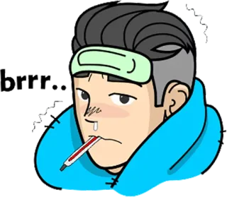 😜 brrr... sick, illness, cold, fever, thermometer, headache, flu telegram sticker
