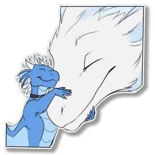 💙 dragão, abraçando, carinho, desenho animado, fofo, fantasia telegram sticker