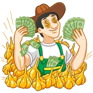 🤑 argent, richesse, fermier, succès, dollars, espèces whatsapp sticker