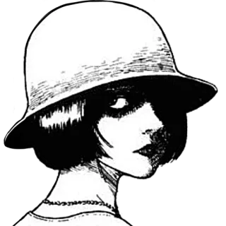 🙃 mujer, sombrero, retrato, blanco y negro, vintage, flapper whatsapp sticker