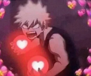 💚 Bakugo My Hero Academia 애니메이션, 만화, 바쿠고, 나의 히어로 아카데미아, 하트, 사랑, 스티커 telegram sticker